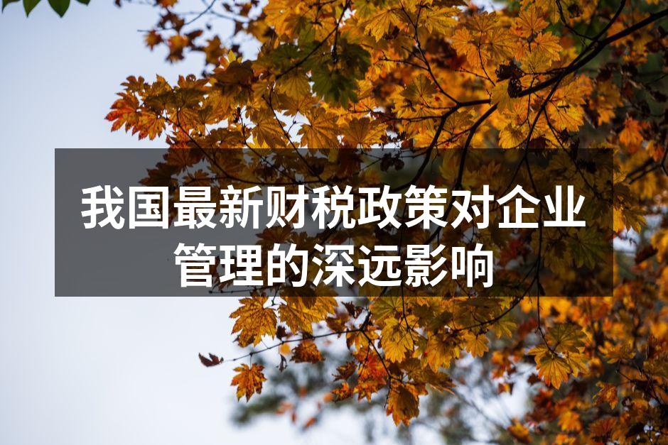 我国最新财税政策对企业管理的深远影响