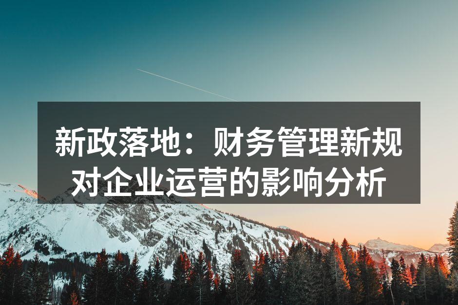 新政落地：财务管理新规对企业运营的影响分